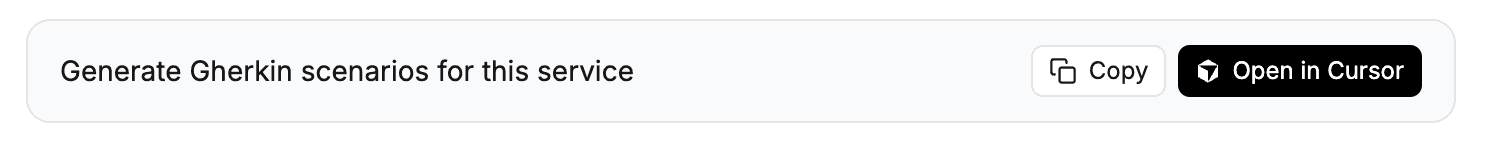 Rendered Prompt component showing the description label, copy button, and Open in Cursor button