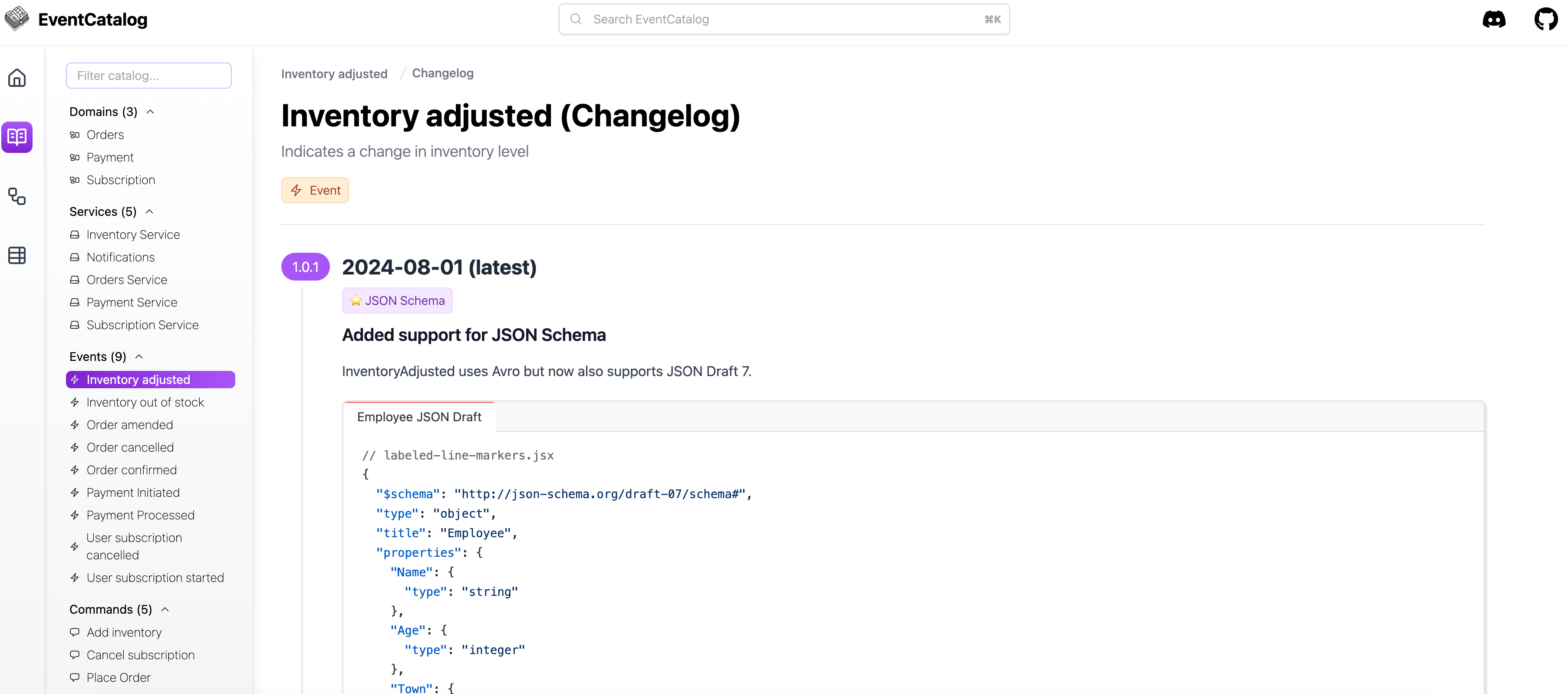 EventCatalog Visualizer Screenshot